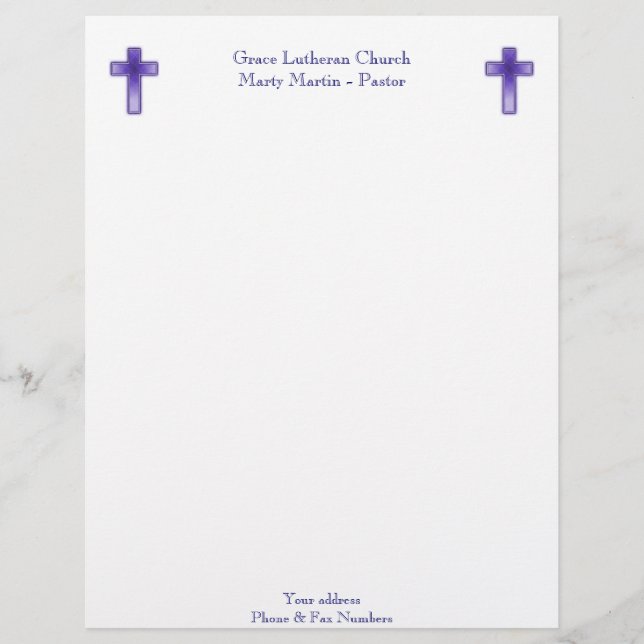 Church or Pastor Letterhead Template (Front)