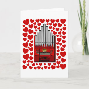 Church Organ Hearts Valentines Anniversary Card