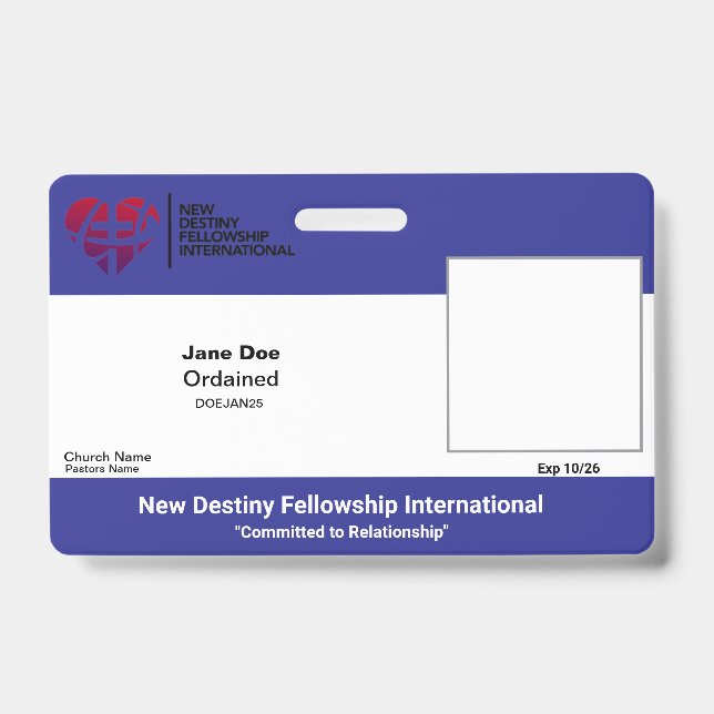 Church/Organisation/Workplace ID Badge (Front)