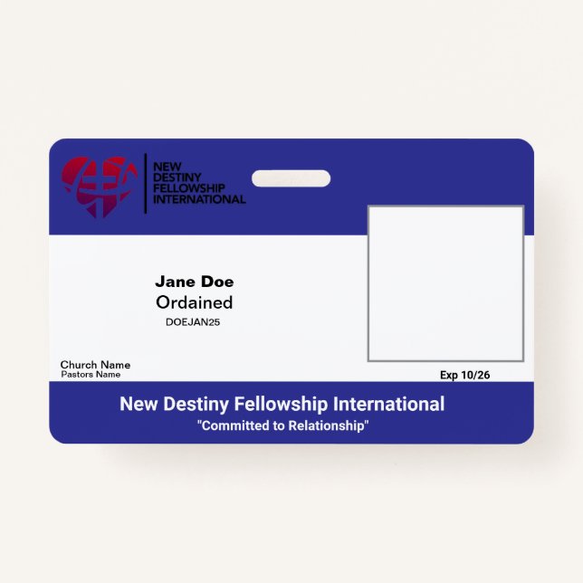 Church/Organisation/Workplace ID Badge (Front)