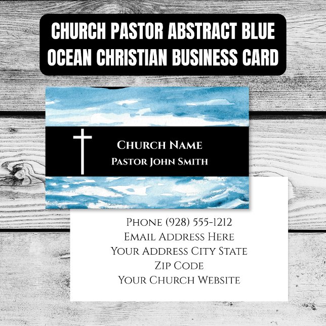 Church Pastor Abstract Blue Ocean Christian Business Card (Church Pastor Abstract Blue Ocean Christian Business Card)