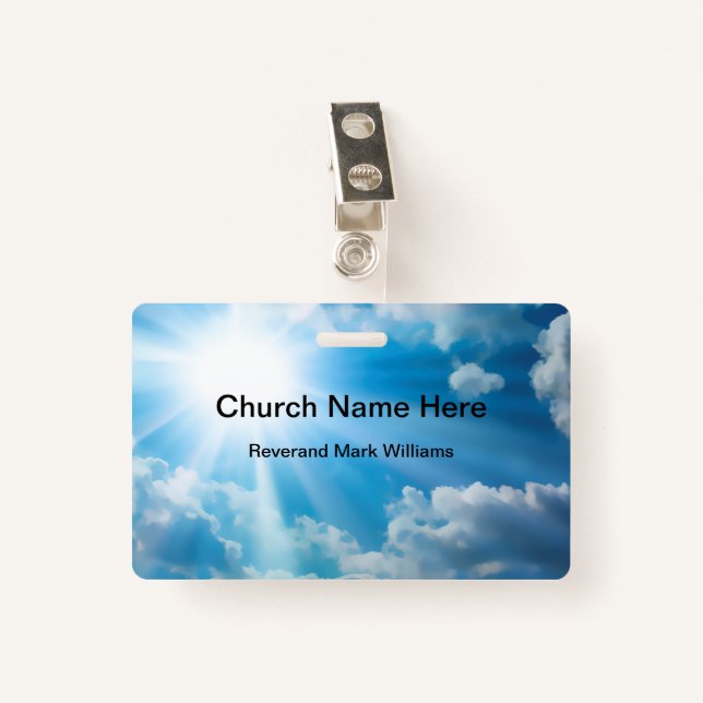 Church Pastor And Clergy Faith Name ID Badge (Front with Clip)
