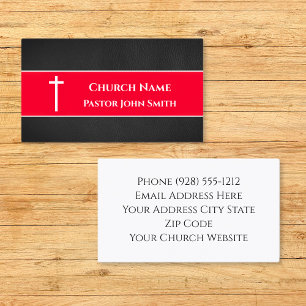 Church Pastor BLACK Leather Christian Business Card