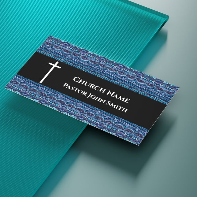 Church Pastor Blue Abstract Christian Business Card (Church Pastor Blue Abstract Christian Business Card
)