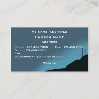 Church/Pastor Card, 3 crosses on hill, blue sunset Business Card
