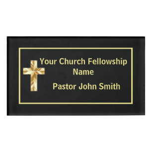 Church Pastor Classy Black Name Tag