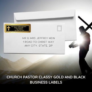 Church Pastor Classy Gold And Black Business Return Address Label
