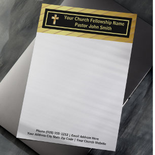 Church Pastor Classy Gold And Black  Custom Letterhead