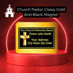 Church Pastor Classy Gold And Black  Magnet