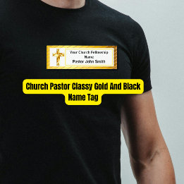 Church Pastor Classy Gold And Black  Name Tag