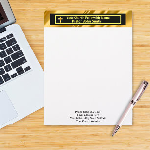 Church Pastor Elegant Gold And Black Custom Letterhead