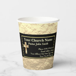 Church Pastor Gold And Black Classy Paper Cups