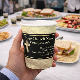 Church Pastor Gold And Black Classy Paper Cups