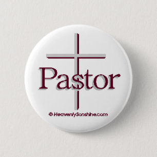 Church Pastor Grey Cross 6 Cm Round Badge
