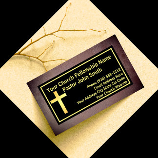 Church Pastor Grunge Black Gold Business Card