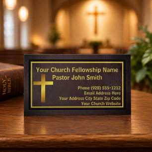 Church Pastor Grunge Gold Business Card