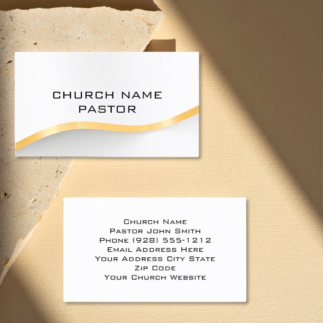 Church Pastor Modern Silver Gold Christian Business Card (Creator Uploaded)