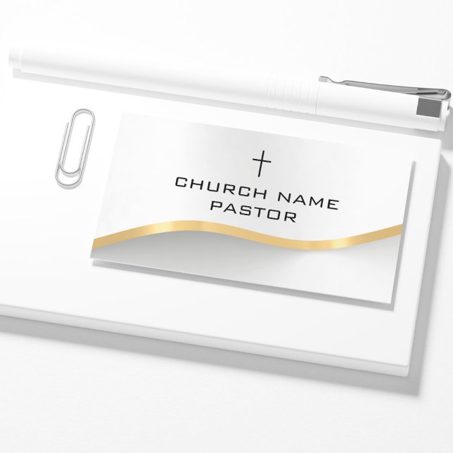 Church Pastor Modern Silver Gold Christian Cross Business Card (Church Pastor Modern Silver Gold Christian Cross Business Card
)