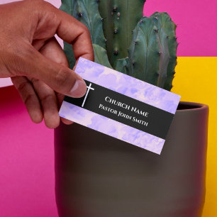 Church Pastor Purple Alcohol Ink Christian Business Card