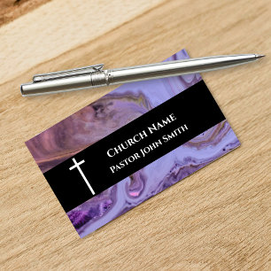 Church Pastor Purple Marble Christian Business Card