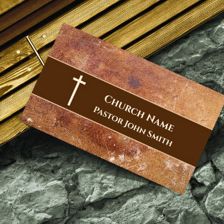 Church Pastor Rustic Faux Leather Christian Business Card