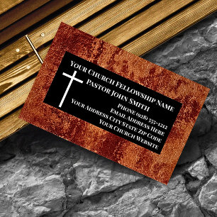 Church Pastor RUSTIC Leather Christian Business Card