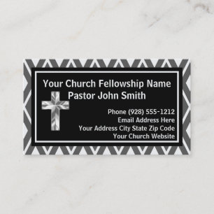 Church Pastor Silver And Black Pattern Business Card