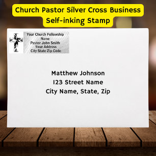 Church Pastor Silver Cross Business Self-inking Stamp