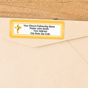 Church Pastor Smooth Gold And Black Business Return Address Label