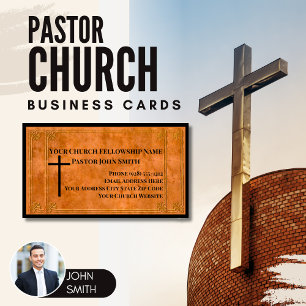 Church Pastor Stamped Leather Elegant Christian Magnetic Business Card
