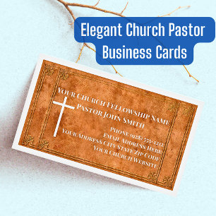 Church Pastor Stamped Leather Elegant Christian Magnetic Business Card