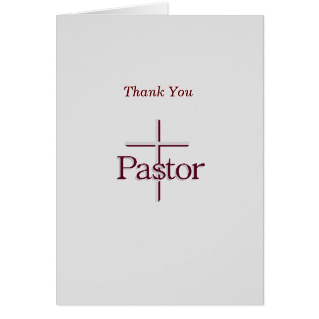 Church Pastor Thank You Grey Cross (Front)