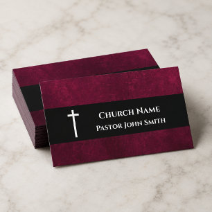 Church Pastor Vintage Red Velvet Christian Business Card