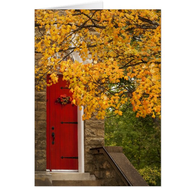Church Red Door and Fall Leaves (Front)