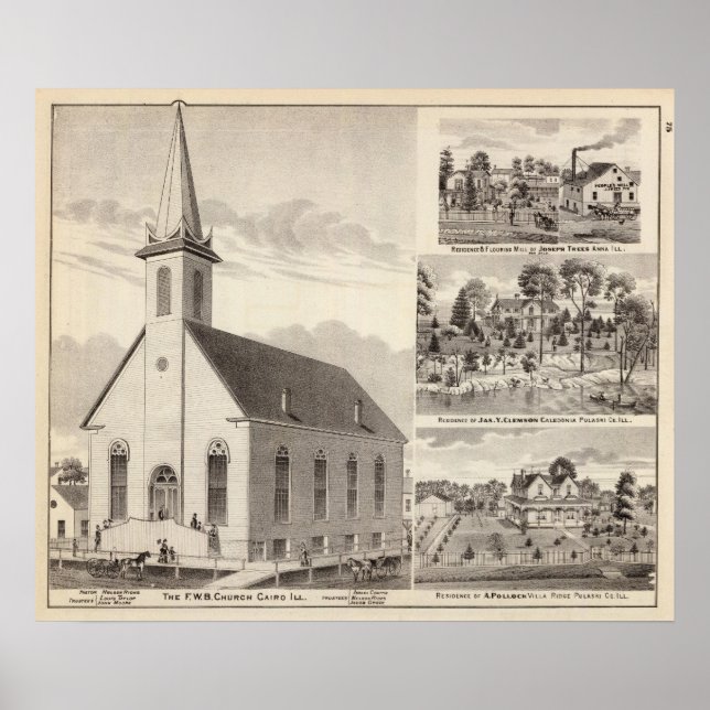Church, residences & flouring mill poster (Front)