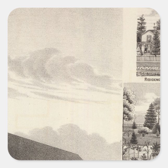 Church, residences & flouring mill square sticker (Front)