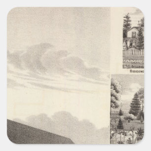 Church, residences & flouring mill square sticker