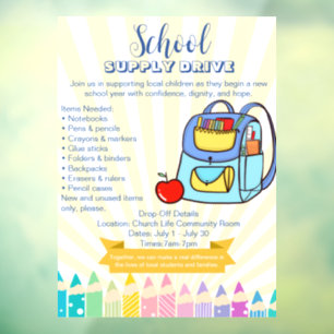 Church School Supply Drive Donation backpack