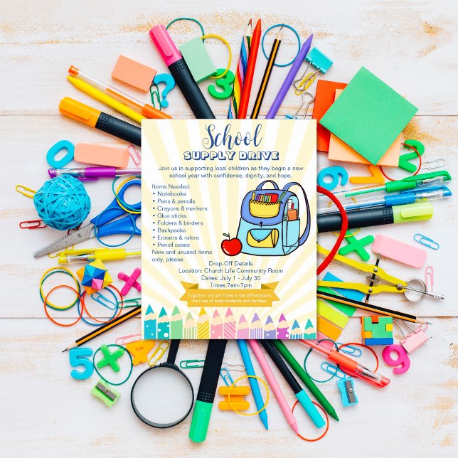 Church School Supply Drive Donation backpack Poster (Creator Uploaded)