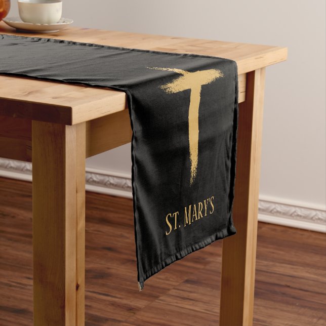 Church Service Gold Cross Table Runner (In Situ)