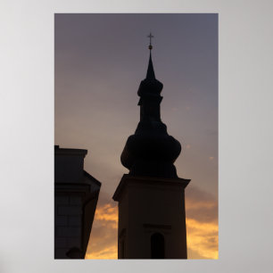 Church Spire At Twilight Poster