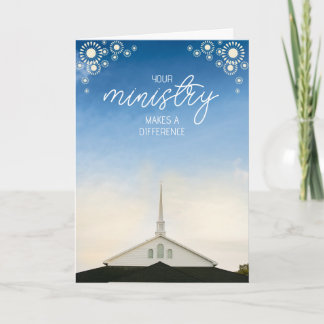 Church Spire & Blue Sky Pastor Appreciation Card