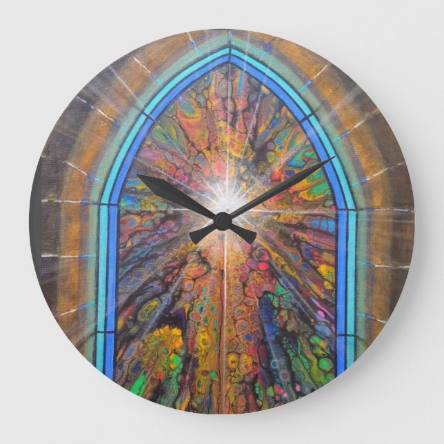 Church stained glass window large clock (Front)