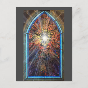 Church stained glass window postcard