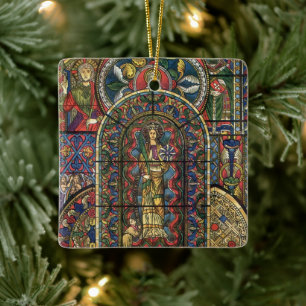 Church Stained Glass Window, Vintage Architecture Ceramic Tree Decoration