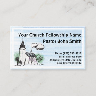Church Steeple Watercolor Church Business Cards