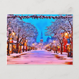 Church Street Burlington Vermont Winter Postcard