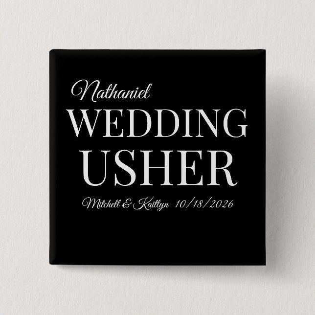 Church Usher Wedding 15 Cm Square Badge (Front)
