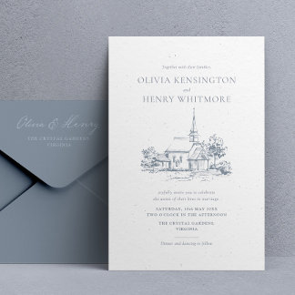 Church Venue Sketch Wedding Invitation