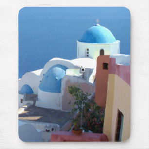 Church Views on Santorini, Greece Mouse Pad